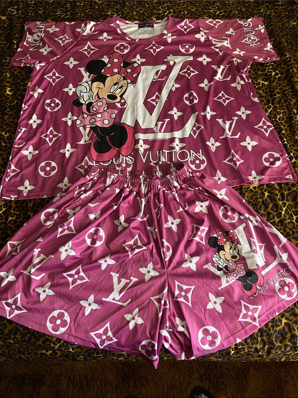 Louis Vuitton Women’s Pink & White Minnie Mouse Pajama Set